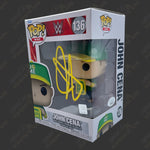 John Cena signed WWE Funko POP Figure #136 (w/ JSA) Signed By Superstars Yellow Paint 