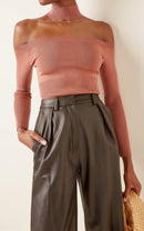 Jonathan Simkhai Lila Off-The-Shoulder Ribbed-Knit Top, Size Large