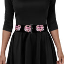 Cinch Waist Belt - Super Shield Hibiscus Design Black Pink