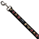 Dog Leash - Justice League 2017 6-Superhero Icons Black