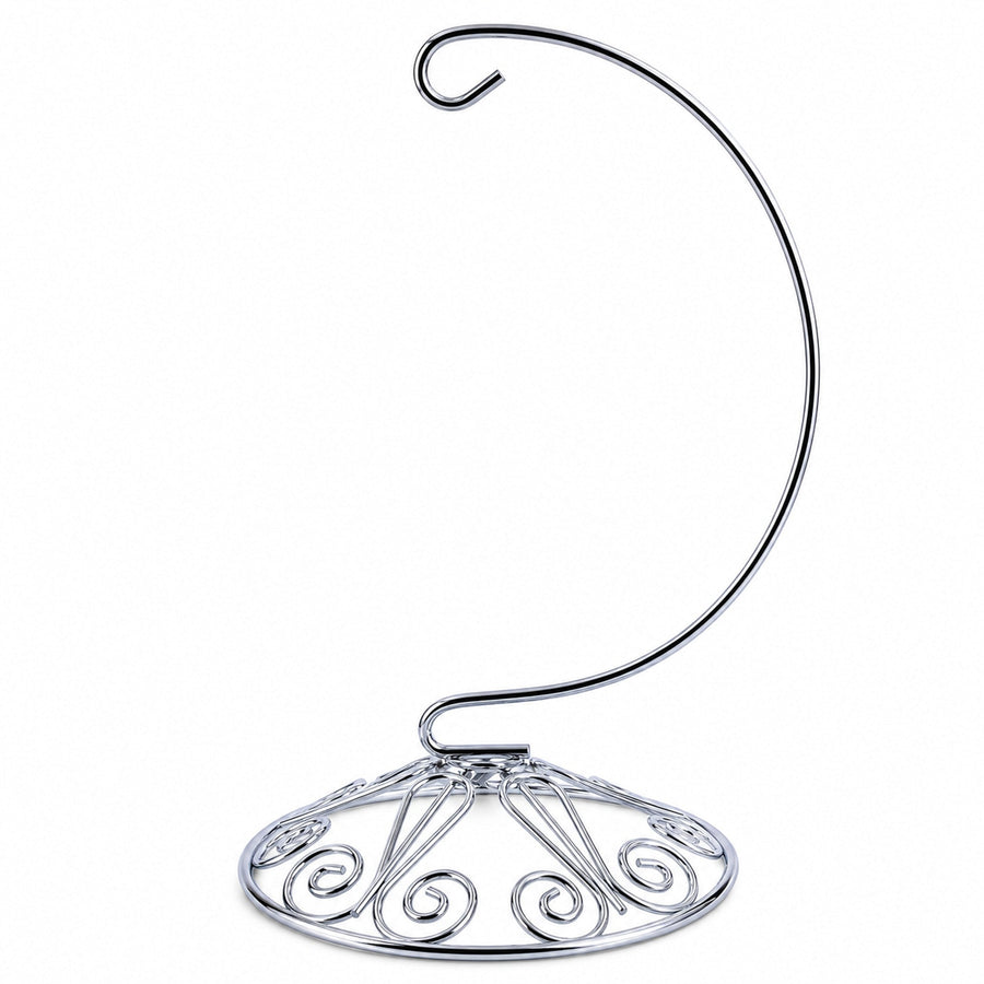 Curved Silver Wire Swirl Base Ornament Stand Display 7 Inches