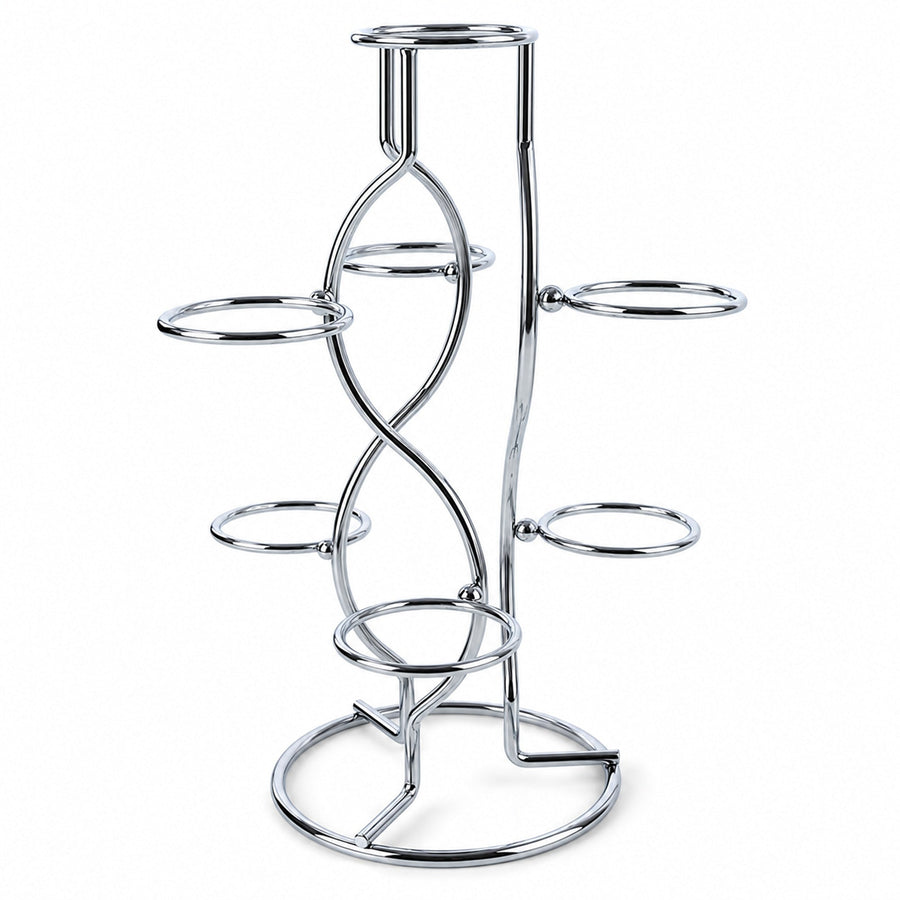 7-Ring 3-Tier Silver Wire Metal Sphere Crystals Egg Stand Holder Display 7.4 Inches