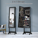 Lockable Mirrored Jewelry Cabinet Armoire Storage Organizer Box