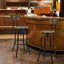 Adjustable Swivel Counter-Height Stool with Arc-Shaped Backrest-Rustic Brown