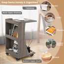 C-shaped Rolling End Side with Back Storage Shelves beside Sofa