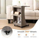 C-shaped Rolling End Side with Back Storage Shelves beside Sofa
