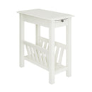 2-Tier End Table with Pull-out Tray and Solid Rubber Wood Legs
