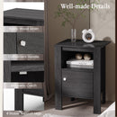 Compact Floor Farmhouse Nightstand with Open Shelf and Cabinet
