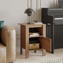 Compact Floor Farmhouse Nightstand with Open Shelf and Cabinet