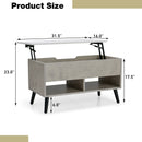 31.5 Inch Lift-Top Coffee Table with Hidden Storage and 2 Open Shelves