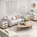 Modern End Table Bedside Table with 2 Rattan Decorated Drawers