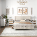 Modern End Table Bedside Table with 2 Rattan Decorated Drawers