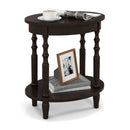Oval Side Table with Storage Shelf and Wood Legs