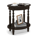 Oval Side Table with Storage Shelf and Wood Legs