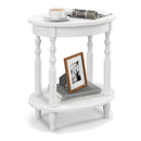 Oval Side Table with Storage Shelf and Wood Legs