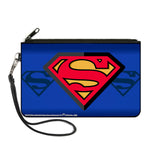 Canvas Zipper Wallet - LARGE - Superman Shield Centered Shield Stripe Blues