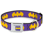 Batman Signal Full Color Purple Yellow Seatbelt Buckle Collar - Batman Signal Purple/Yellow