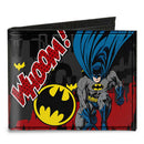 Canvas Bi-Fold Wallet - Batman Action Poses WHOOM! Gray Black Red