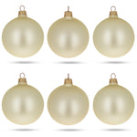 Set of 6 Champagne Solid Color Glass Christmas Ornaments 3.25 Inches
