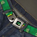 GREEN ARROW Logo Full Color Black Green Seatbelt Belt - GREEN ARROW Poses WHAT CAN ONE MAN DO? Greens/Black Webbing