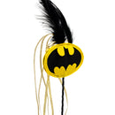 Cat Toy Wand - Batman Bat Signal Logo with Feather and Ribbons