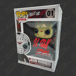 Kane Hodder (Jason Voorhees) signed Friday the 13th Funko POP Figure #01 (w/ JSA) Signed By Superstars Red paint pen 