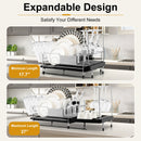 Stainless Steel Expandable Dish Rack with Drainboard and Swivel Spout