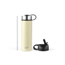 22 Oz Double-walled Insulated Stainless Steel Water Bottle with 2 Lids and Straw