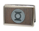 Business Card Holder - LARGE - Green Lantern Logo Marquetry Black Walnut Metal