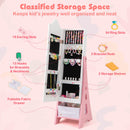 Kids Jewelry Cabinet with Full-Length Mirror and Foldable Drawer-White