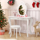 Kids Princess Makeup Dressing Play Table Set with Mirror-Off White