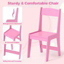 Kids Study Desk and Chair Set with Chair Hutch and Storage Cabinet for 3+ Years Old-Pink