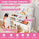 Kids Study Desk and Chair Set with Chair Hutch and Storage Cabinet for 3+ Years Old-White