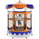 64 Inch Kids Trampoline with Detachable Canopy and Safety Enclosure Net