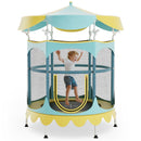 64 Inch Kids Trampoline with Detachable Canopy and Safety Enclosure Net