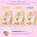 Kids Vanity Set with Lighted Mirror with Adjustable Brightness and Large Drawer-White