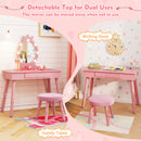 Kids Vanity Set with Lighted Mirror with Adjustable Brightness and Large Drawer