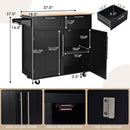 Heavy Duty Rolling Kitchen Cart with Tower Holder and Drawer
