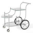 3-Tier Home Bar Serving Cart on Wheels with Mirrored Shelves