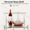 3-Tier Home Bar Serving Cart on Wheels with Mirrored Shelves