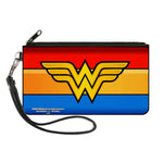 Canvas Zipper Wallet - SMALL - Wonder Woman Logo Stripe Red Yellows Blue