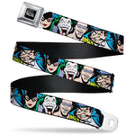 DC COMICS FOREVER EVIL Logo Black/Silver Seatbelt Belt - Justice League Villains CLOSE-UP Webbing