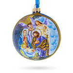 Divine Angels and Holy Family Admiring Jesus Nativity Scene Glass Ball Christmas Ornament 4 Inches