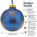 Sparkling Jeweled Snowflakes on Blue Glass Ball Christmas Ornament 3.25 Inches