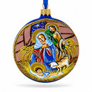 Serene Baby Jesus Sleeping Nativity Scene Glass Ball Christmas Ornament 4 Inches