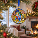 Serene Baby Jesus Sleeping Nativity Scene Glass Ball Christmas Ornament 4 Inches