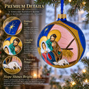 Serene Baby Jesus Sleeping Nativity Scene Glass Ball Christmas Ornament 4 Inches