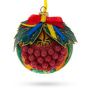 Embossed Ukrainian Kalyna Berries Glass Ball Christmas Ornament 3.25 Inches