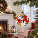 Adonis Flowers in White Glass Ball Christmas Ornament