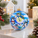 Snowman with Penguins Glass Ball Christmas Ornament 3.25 Inches